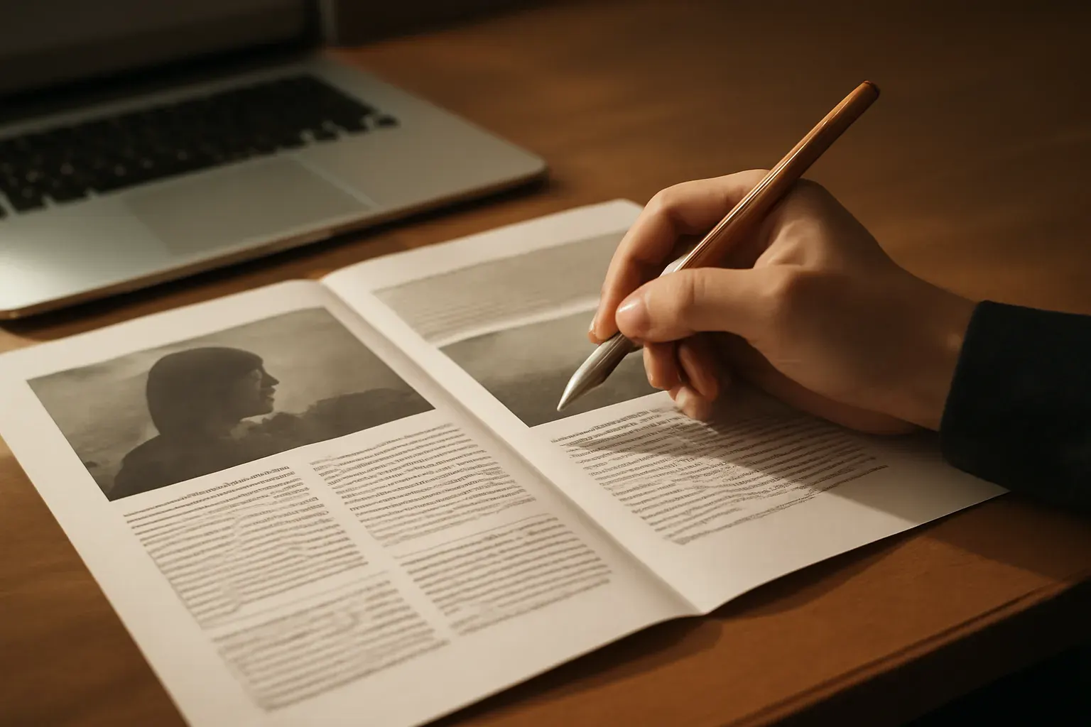 Printed bilingual marketing pages being compared on a desk beside an out-of-focus laptop, representing the business and website localisation journey.
